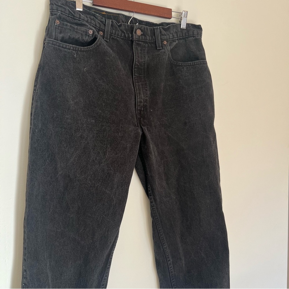 Levi’s 550 Relaxed Fit Tapered Leg Size 38/30 Vintage 90’s Black Denim Jeans - Picture 3 of 12